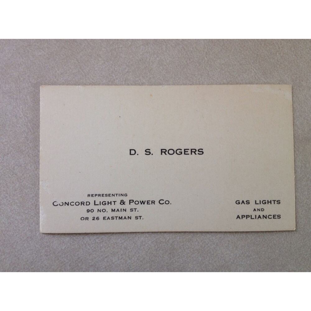 Antique Victorian Business Trade Card Concord NH Gas Lights Appliances DS Rogers